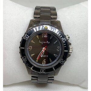 Infinity 39mm black dial tone quartz analog watch  rotating bezel running